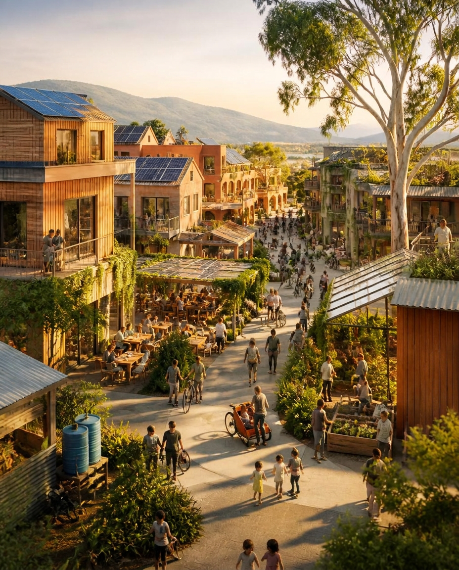 Visão de um bairro sustentável e comunitário do futuro